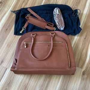 Leather Brown Womens Briefcase. Laptop Bag.
